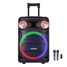 Акумуляторна колонка Temeisheng TMS-1515 з мікрофонами/400W (USB/Bluetooth/Пульт ДК)