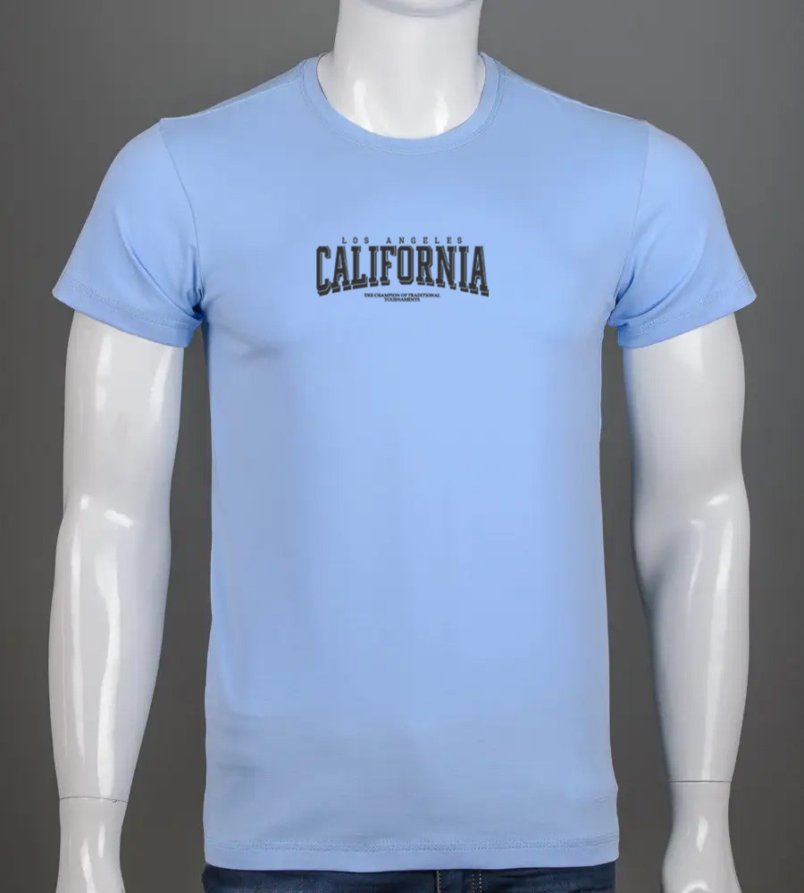 Футболка чоловіча California 2403м (Уп.4шт M-XXL), Блакитний, фото 1