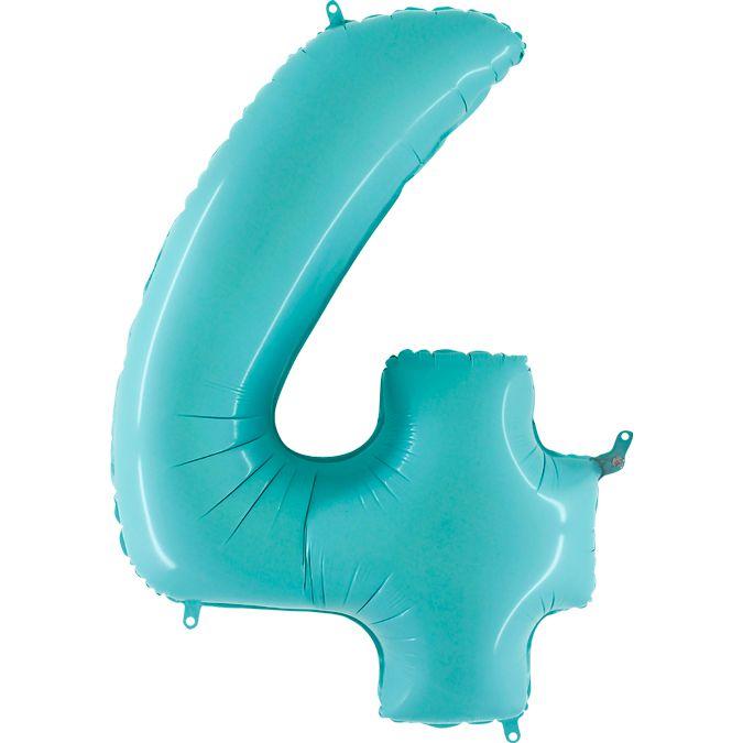 Фольгована кулька цифра "4" блакитна Grabo 40" (100 см) 1 шт