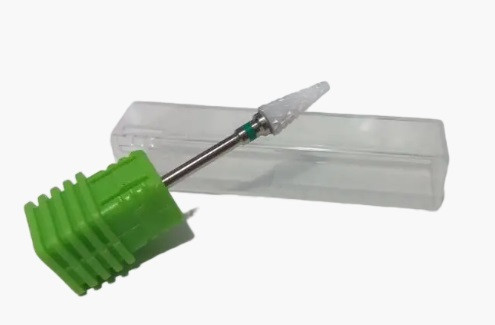 Фреза керамічна насадка конус для манікюру, зелена, фото 1