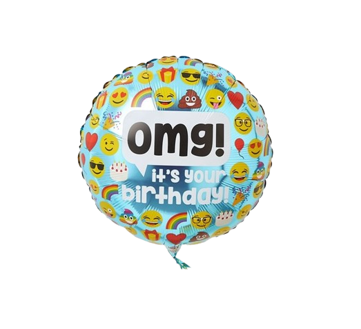 Фольгована кулька круг "Happy Birthday OMG" кольорова 18"(45см) 1шт.