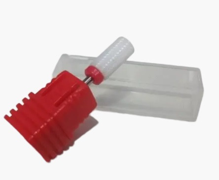 Фреза керамічна насадка циліндр для манікюру, червона, фото 1