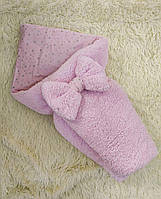 Зимний меховой конверт Тедди на хлопковой подкладке для новорожденных, розовый