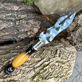 Виделка з дерев'яною ручкою для зняття м'яса 280х2мм двоколірна