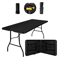 Складаний столик для природи Heckermann 180х74х74 Black (XJM-Z180) Компактний кемпінговий стіл валіза