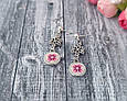 Сережки гвоздики вишиті "Ажур рожевий", фото 3