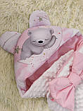 Демісезонний плюшевий конверт для новонароджених дівчаток, принт біле ведмежа, фото 2