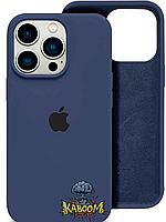 Чехол с закрытым низом на Айфон 13 Про Макс Темно -Синий / Silicone Case для iPhone 13 Pro Max Dark Blue