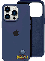 Чехол с закрытым низом на Айфон 13 Про Темно - Синий / Silicone Case для iPhone 13 Pro Dark Blue
