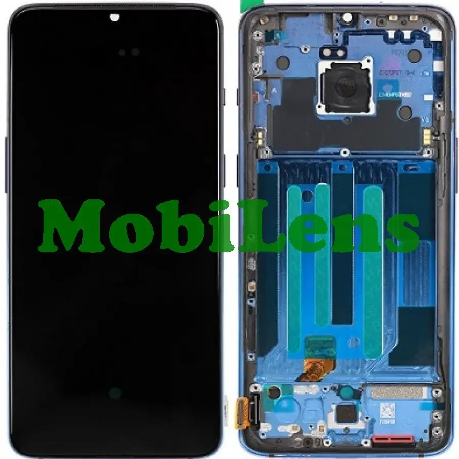 OnePlus 7, GM1903, GM1900 Дисплей + тачскрин (модуль) чорний * у синій рамці Original AMOLED