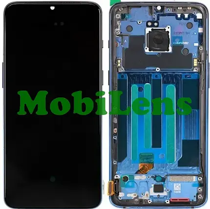 OnePlus 7, GM1903, GM1900 Дисплей + тачскрин (модуль) чорний * у синій рамці Original AMOLED, фото 1