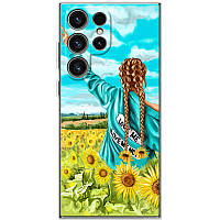 Чехол Силиконовый с Картинкой на Samsung Galaxy S24 Ultra (Патриотический, Девушка Украинка)
