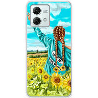 Чохол Силіконовий з Картинкою на Motorola G84 (Патріотичний, Дівчинка Українка)