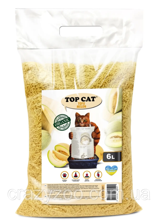 Наповнювач для котячого туалету Top Cat Tofu соєвий тофу з ароматом дині 6 л