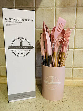 Набір кухонних предметів в стакані Kitchen & Dining Рожевий 11 предметів