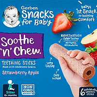 Палички для прорізування зубів Gerber Soothe'n' Chew полуниця-яблуко від 6 місяців, 6шт по 15 г