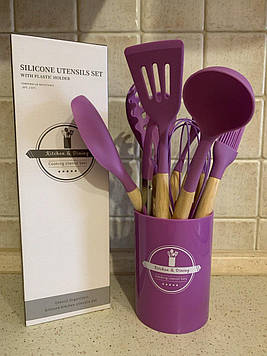 Набір кухонних предметів у склянці Kitchen & Dining Бузковий 11 предметів