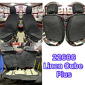 Накидки на сидіння Car Fashion  LINEN CUBE PLUS  комплект на всі сидіння / 22686 чорний-чорний