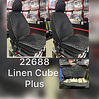 Накидки на сидіння Car Fashion  LINEN CUBE PLUS  комплект на всі сидіння / 22688 черный-сірий