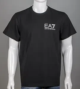 Футболка 100% Х/Б супер-батал EA7 Armani 4155сб (Уп.2шт 5XL,6XL), Чорний