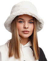 Женская зимняя теплая меховая панама, утепленная женская панама, женская зимняя теплая шляпа белого цвета
