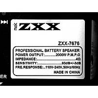 Акустична переносна колонка ZXX-7676 60 Вт 12" 59х36х30см, фото 4