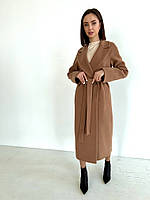 Жіноче утеплене кашемірове розкішне базове довге пальто з поясом, весна-осінь