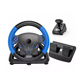 Ігрове гоночне кермо з педалями та коробкою передач 4в1 комп'ютерне кермо з вібровіддачею
