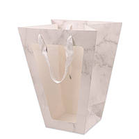 Бумажная белая мраморная сумочка для цветов с прозрачным пластиковым окошком (12 шт.) 39183