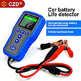 Тестер автомобільних акумуляторів CZD TKM020 12/24V LCD Battery Tester аналізатор акб, фото 3