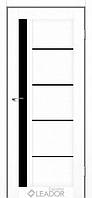 Двери Leador Express Rim - Белый лен (с черным стеклом)