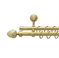 Карниз кований для штор подвійний Золото Одеон 16мм діаметр гладка комплект