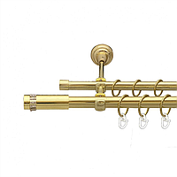 Карниз кований для штор подвійний Золото Градієнта 16мм діаметр гладка комплект