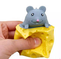 Дитяча іграшка антистрес стискання Мишка в сирі Сірий
