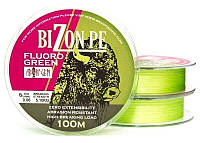 Шнур BratFishing Aborigen Bizon PE Fluoro Green 100м 0,22мм