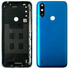 Задня кришка Motorola Moto E7 Power, E7i Power XT2097 (синя оригінал Китай зі склом камери)