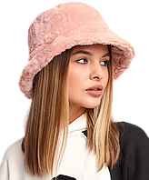 Утепленная женская меховая шляпа, теплая меховая зимняя панама розового цвета