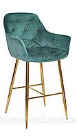 Барное кресло CHIC BAR 75-GD GOLD ткань Vel, зеленый