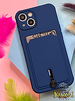 Чехол с кармашком под карту на Айфон 13 Темно - Синий , TPU CardHolder Iphone 13 Dark Blue