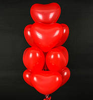 Набор воздушных шаров "Сердца", 10 шт., размер - 30 см., цвет - красный