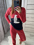 Жіноча піжама для дому костюм домашній жіночий червоний кофта і штани Fellix, фото 8