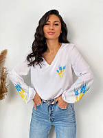 Женская красивая блуза софт патриотическая символика Украины Svkm81
