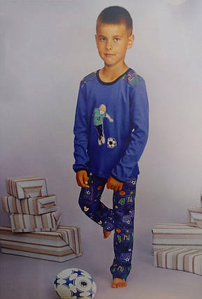 Дитяча бавовняна піжама для хлопчика ELLEN "Футболіст" 001\005k Синій, фото 2