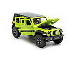 Модель металева Jeep Wrangler, масштаб 1: 32, інерція, світло, звук, відкриваються двері, багажник та капот, фото 7