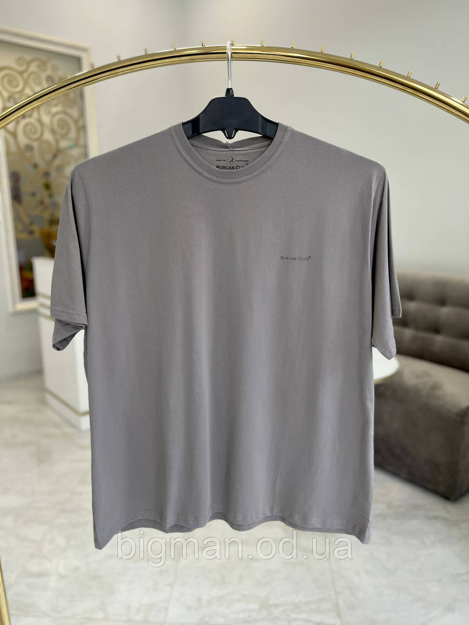 Чоловіча футболка Borcan Club 1006-5 батал 3-10XL сіра однотонна ...