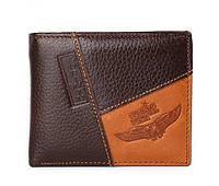 Кожаный мужской кошелек портмоне мужское из натуральной кожи с орлом Gubintu, бумажник для мужчин кожа высокое