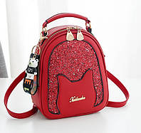 Детский мини рюкзак сумочка трансформер с блестками, маленький прогулочный рюкзачок с брелком для девочек