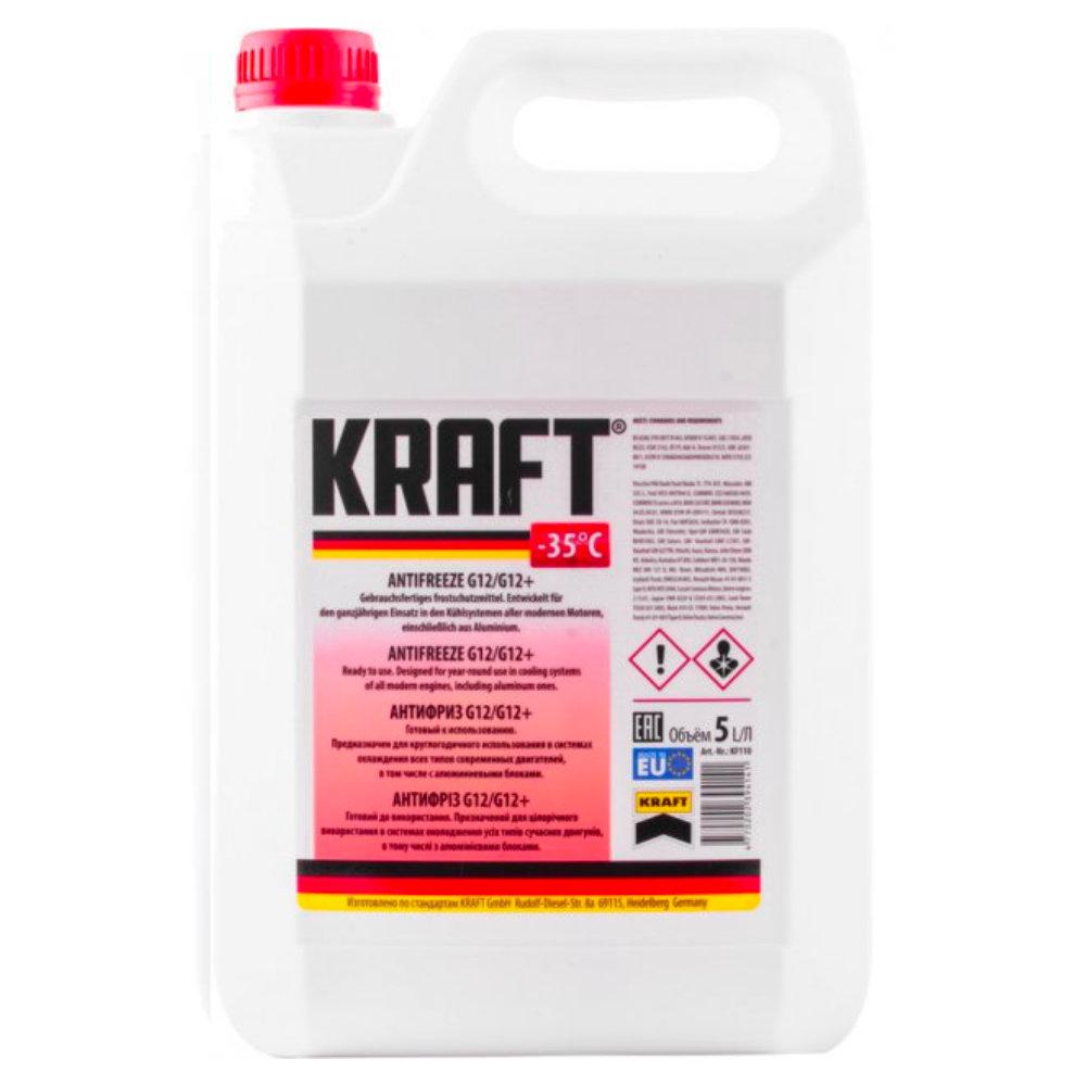 Антифриз ANTI-FREEZE KRAFT G12/G12+ (червоний) (-35) 5 л, фото 1
