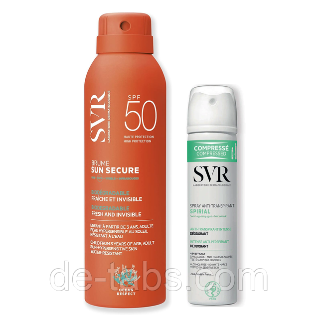 Комплект SVR Spirial спрей анти-транспірант + SVR Sun Secure SPF50 