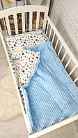 Детское сменное постельное белье "Шиншилла" в кроватку, 3 предмета. Голубой